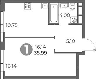 Планировка — Нижегородская от Гранель, 1-комн., 36 м²