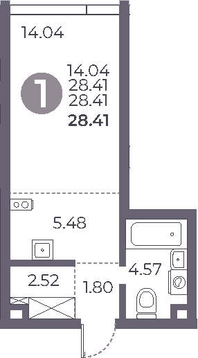 Планировка — Мневники от Гранель, Студия, 28 м²