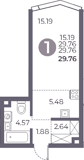Планировка — Мневники от Гранель, Студия, 30 м²