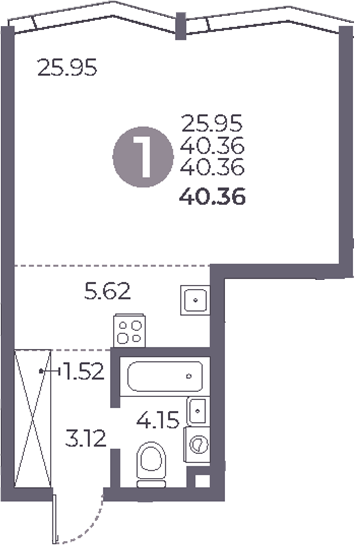 Планировка — Мневники от Гранель, Студия, 40 м²