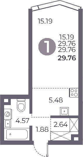 Планировка — Мневники от Гранель, Студия, 30 м²