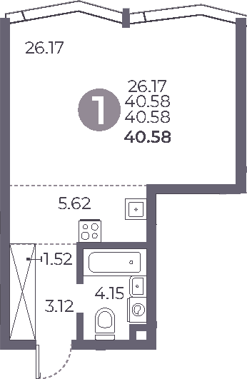 Планировка — Мневники от Гранель, Студия, 41 м²