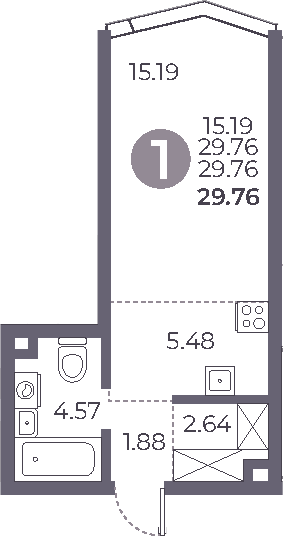 Планировка — Мневники от Гранель, Студия, 30 м²