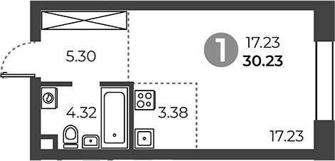 Планировка — Павелецкая от Гранель, Студия, 30 м²