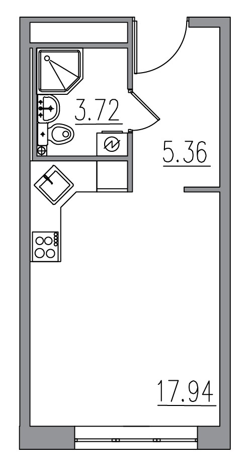 Планировка — Клубный дом Новое Вашутино, Студия, 27 м²