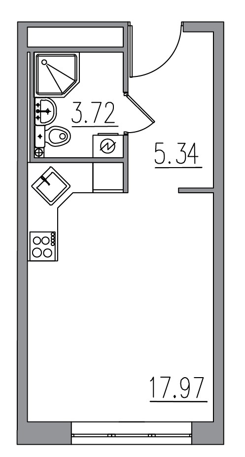 Планировка — Клубный дом Новое Вашутино, Студия, 27 м²