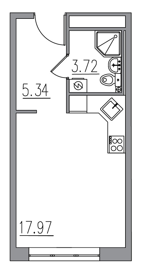 Планировка — Клубный дом Новое Вашутино, Студия, 27 м²