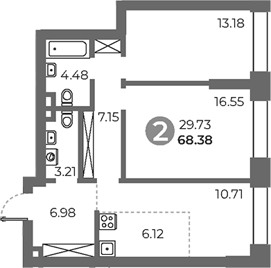 Планировка — Павелецкая от Гранель, 3-комн., 68 м²