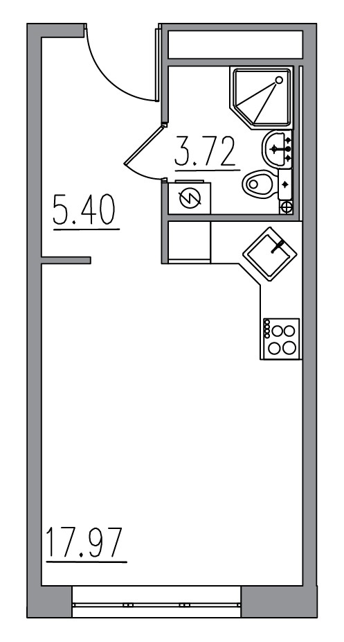 Планировка — Клубный дом Новое Вашутино, Студия, 27 м²