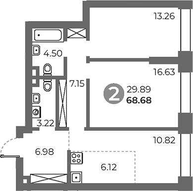 Планировка — Павелецкая от Гранель, 3-комн., 69 м²
