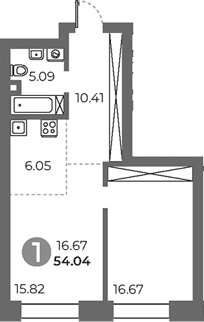 Планировка — Павелецкая от Гранель, 2-комн., 54 м²