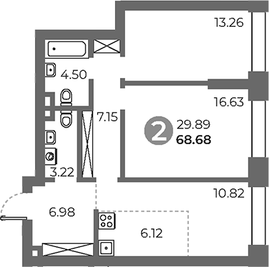 Планировка — Павелецкая от Гранель, 3-комн., 69 м²