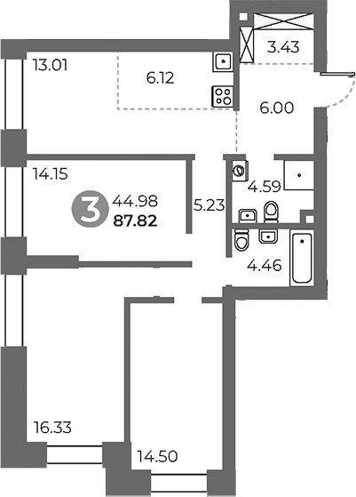 Планировка — Павелецкая от Гранель, 4-комн., 88 м²