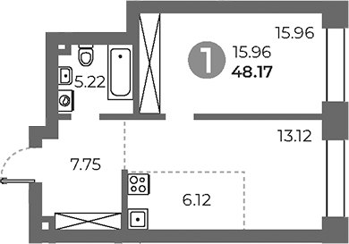 Планировка — Павелецкая от Гранель, 2-комн., 48 м²
