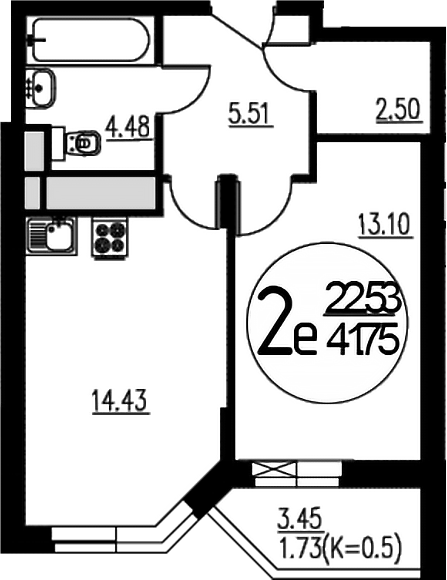 Планировка — Внуково Парк, 2-комн., 40 м²