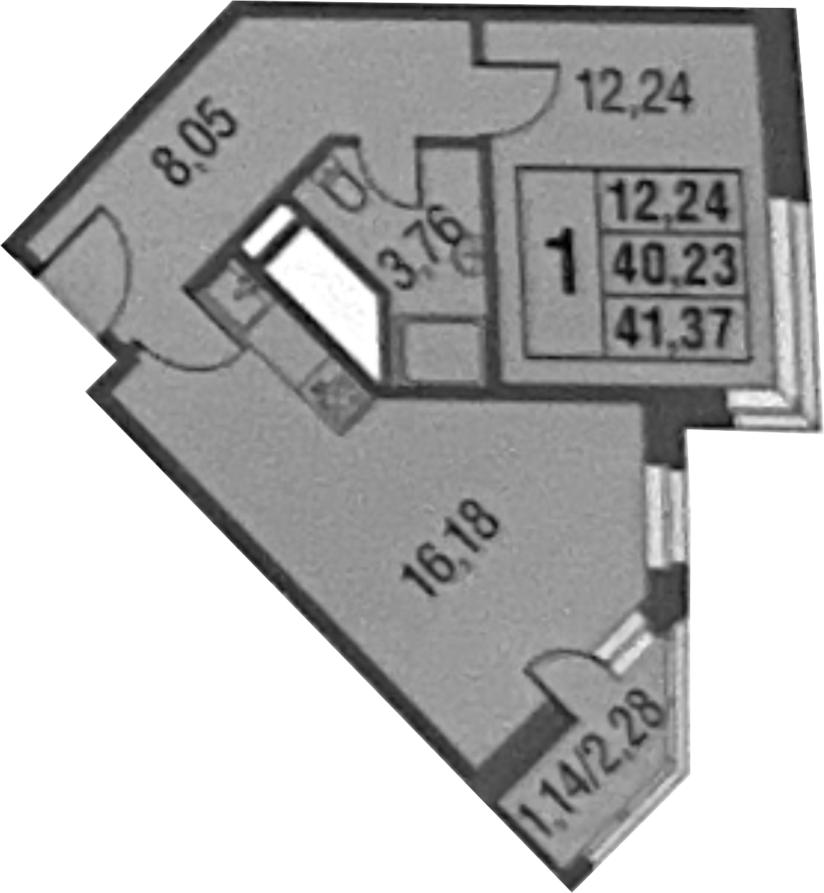 Планировка — Котельники Парк, 1-комн., 41 м²