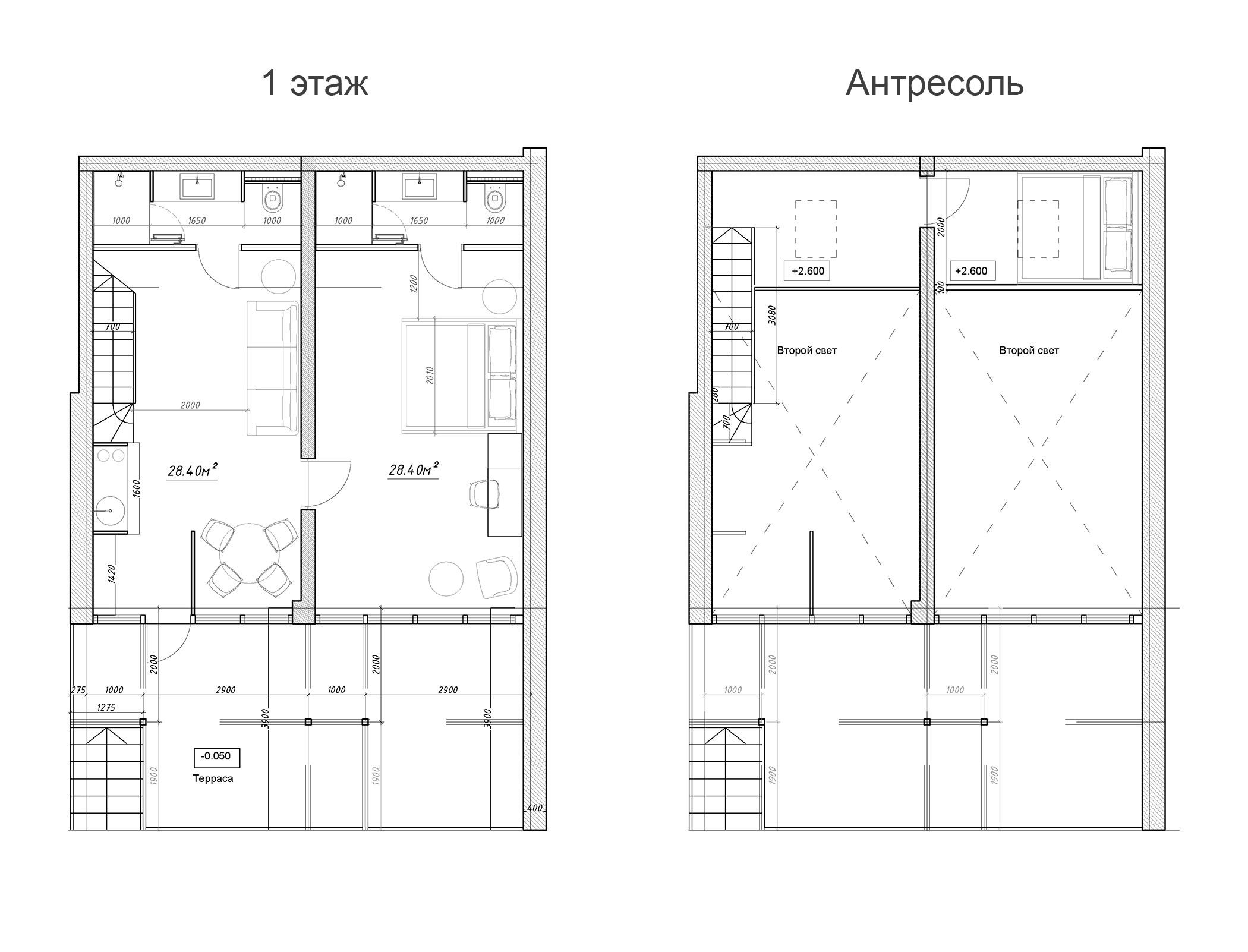 Планировка — Апарт-отель Елочка, 2-комн., 70 м²