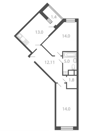 Планировка — Котельники Парк, 2-комн., 61 м²