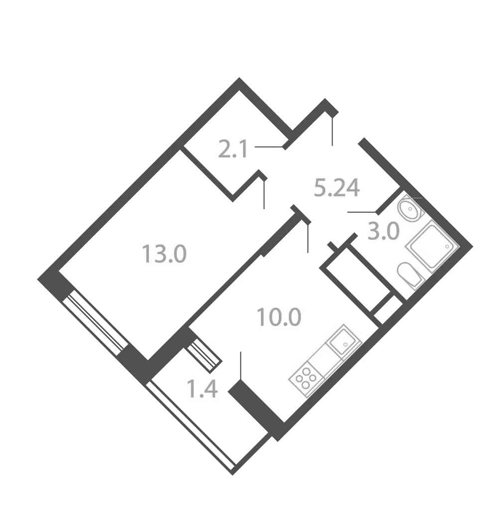 Планировка — Котельники Парк, 1-комн., 34 м²