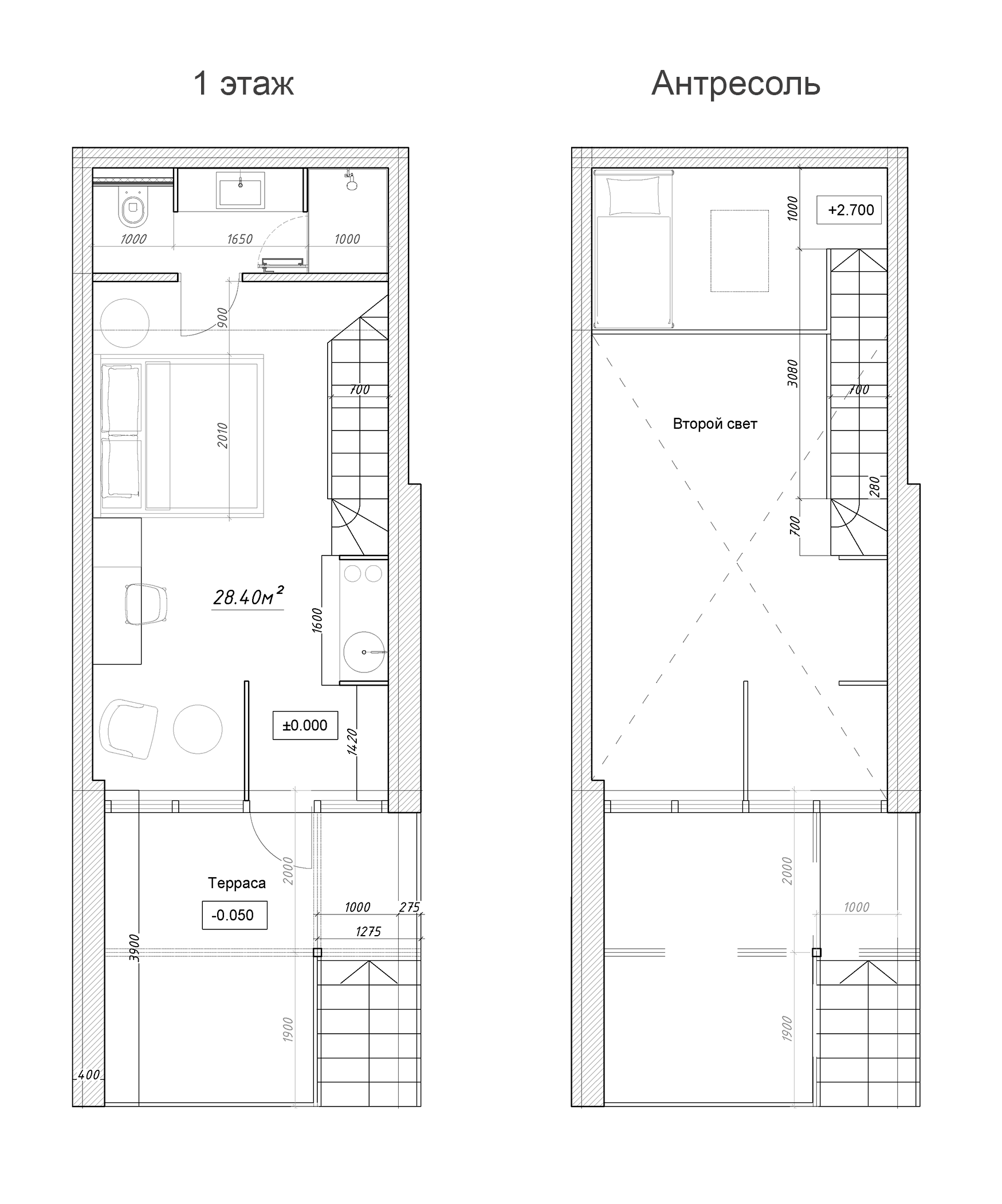 Планировка — Апарт-отель Елочка, Студия, 34 м²