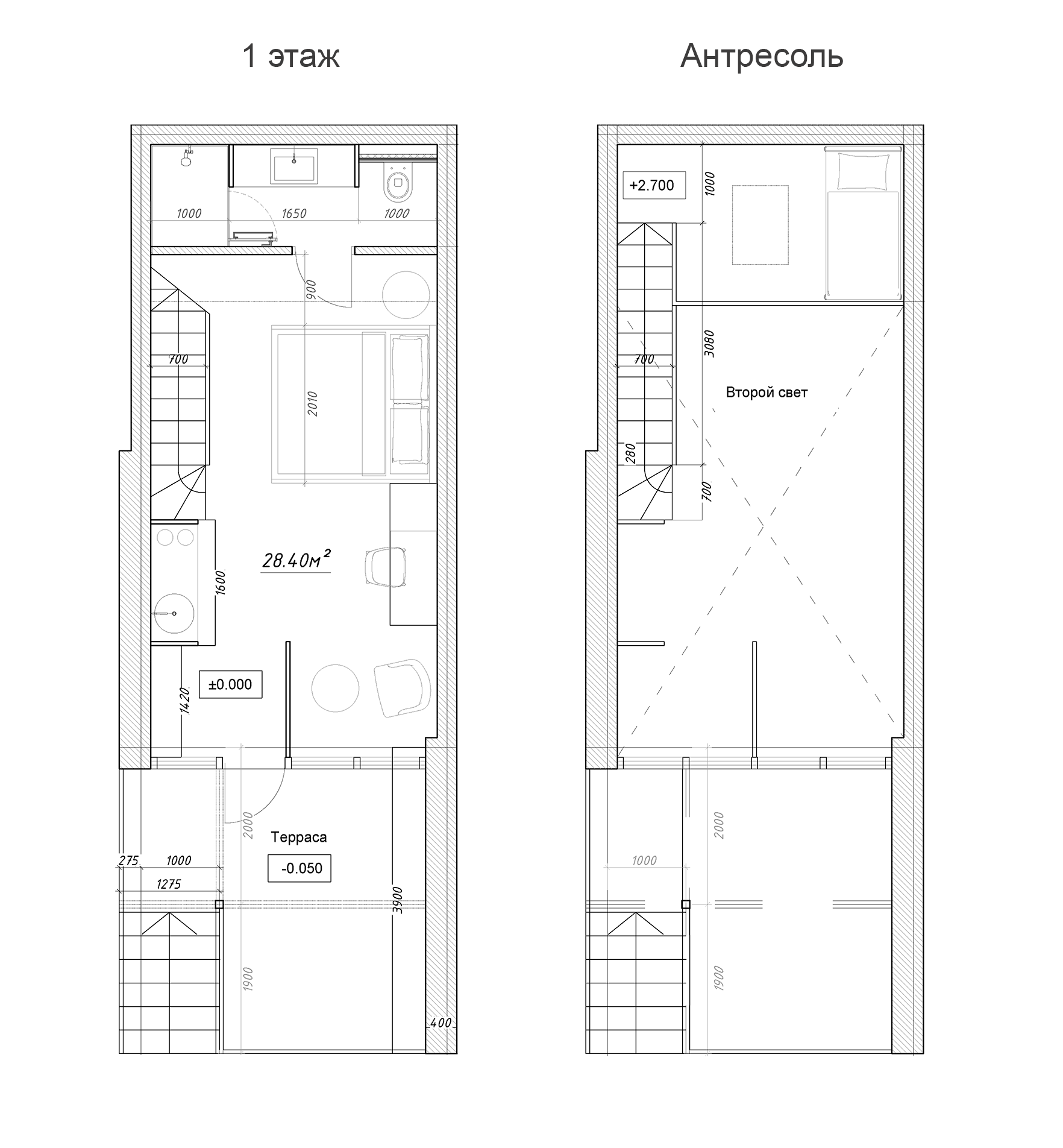 Планировка — Апарт-отель Елочка, Студия, 34 м²