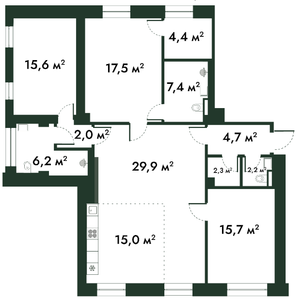 Планировка — МФК Arkenston, 4-комн., 123 м²