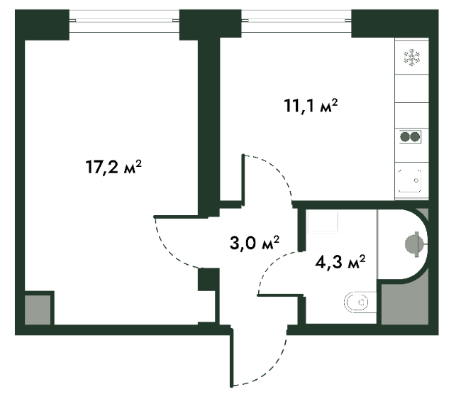 Планировка — МФК Arkenston, 1-комн., 36 м²