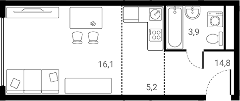 Планировка — Лесная Коллекция, Студия, 31 м²