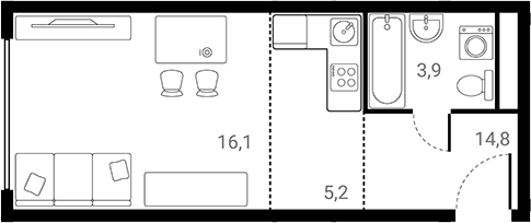 Планировка — Лесная Коллекция, Студия, 31 м²