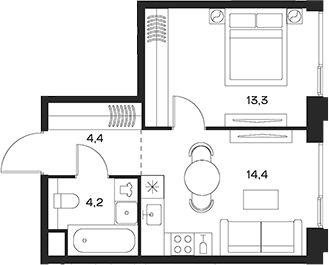 Планировка — Soul, 2-комн., 36 м²