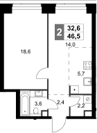 Планировка — Amber City, 2-комн., 47 м²