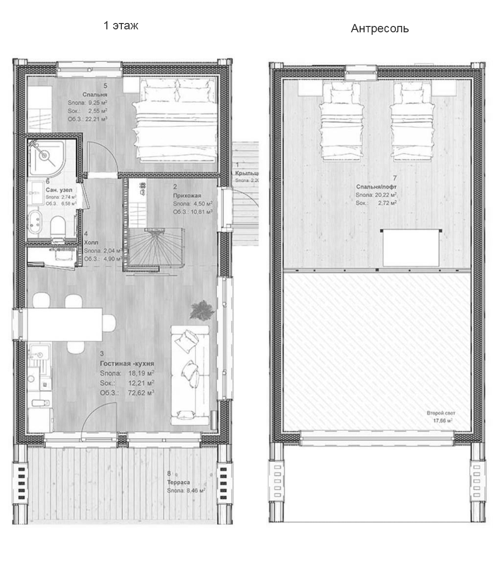 Планировка — Коттеджный поселок Мечта на Риге, 2-комн., 69 м²