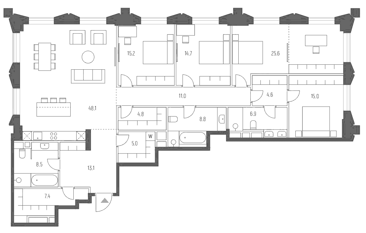 Планировка — Vesper Кутузовский, 5-комн., 189 м²