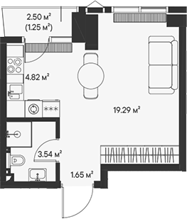 Планировка — Джойс, Студия, 29 м²