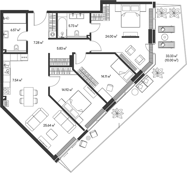 Планировка — Джойс, 4-комн., 112 м²