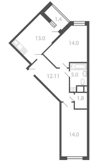 Планировка — Котельники Парк, 2-комн., 60 м²