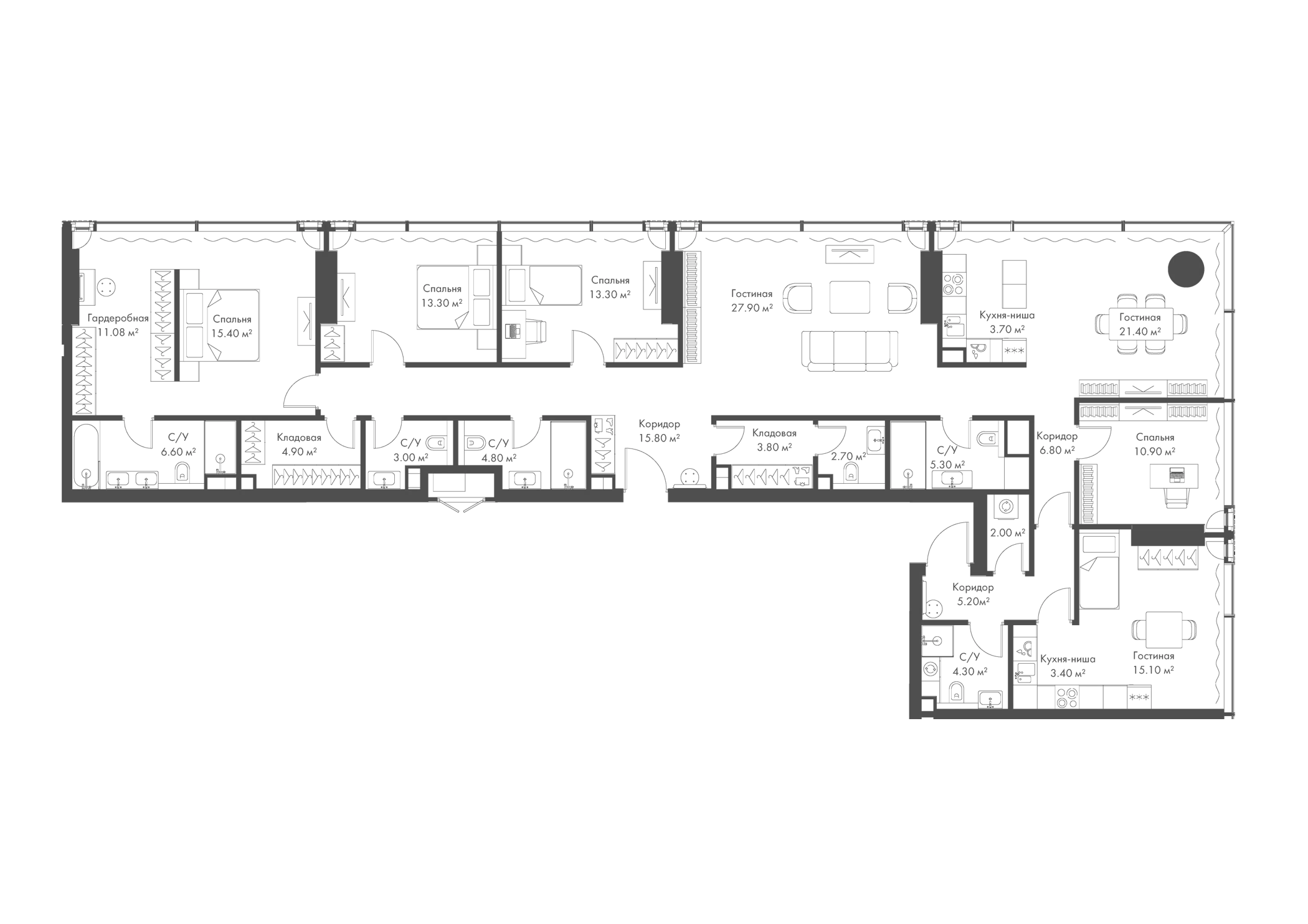 Планировка — Слава, 5-комн., 201 м²