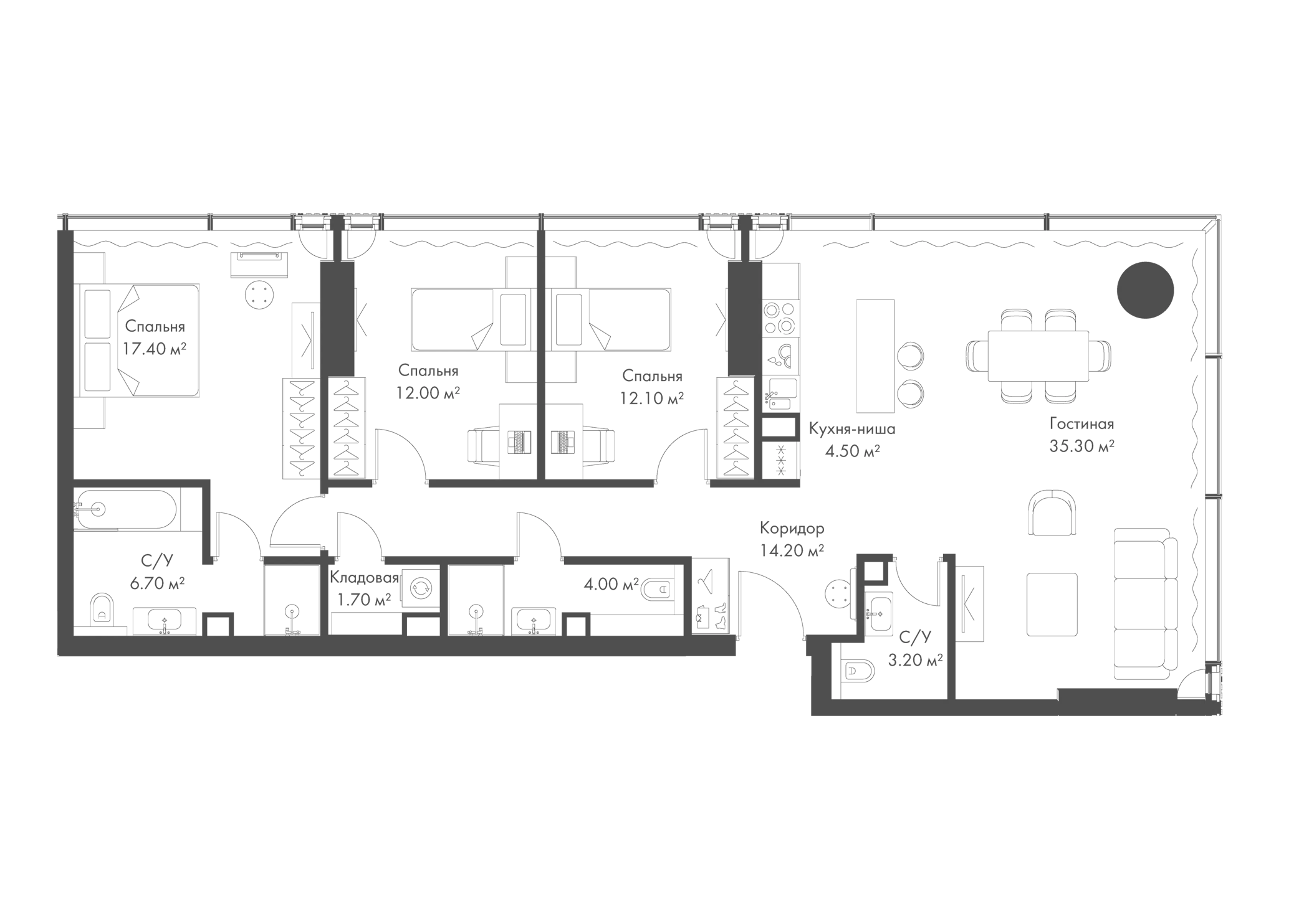 Планировка — Слава, 4-комн., 111 м²