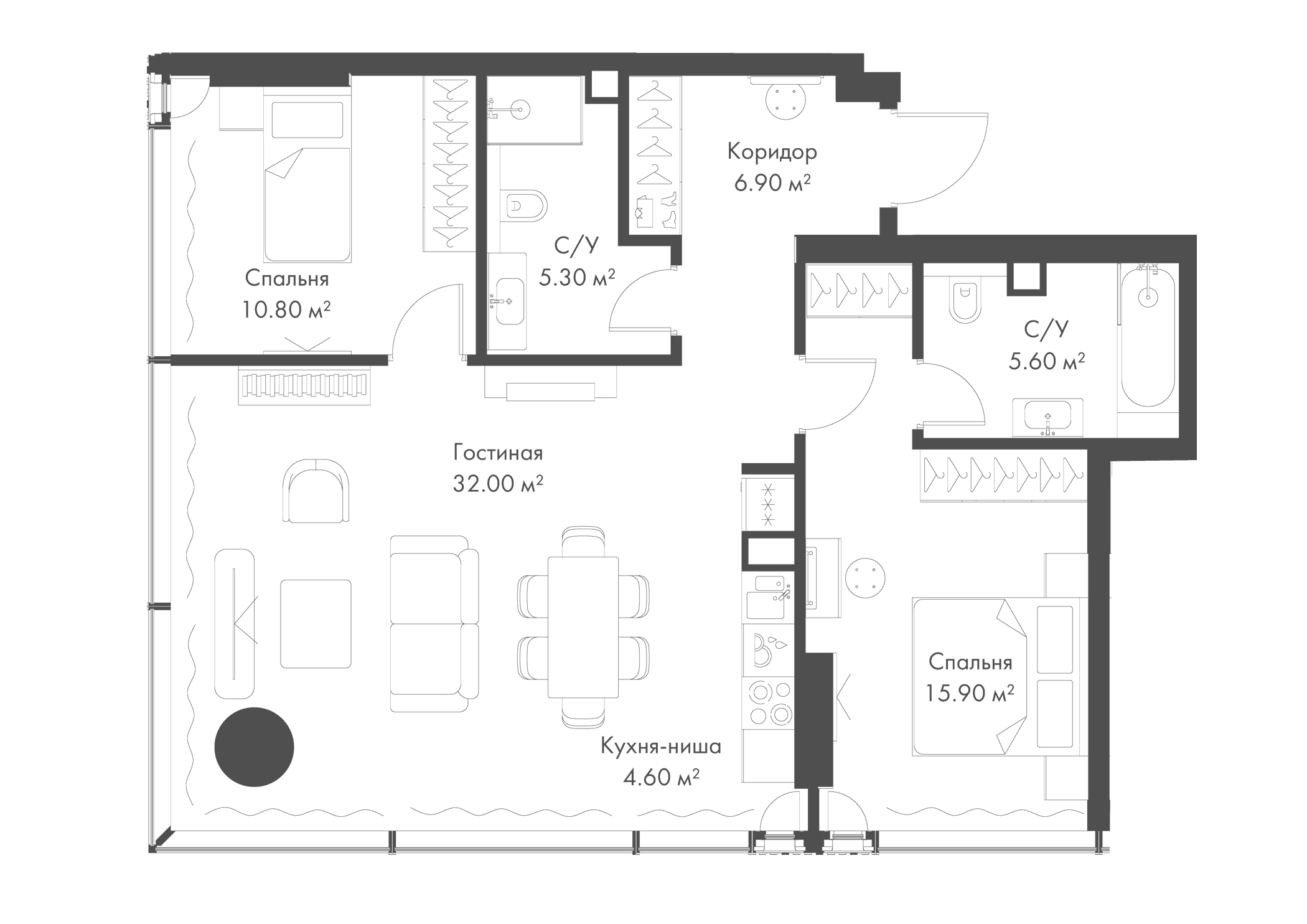 Планировка — Слава, 3-комн., 81 м²