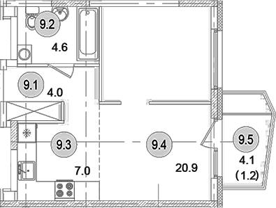 Планировка — Коллекция, Студия, 37 м²