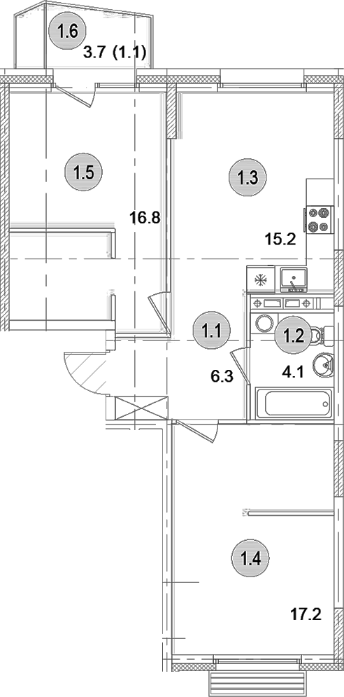 Планировка — Коллекция, 2-комн., 60 м²
