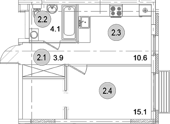 Планировка — Коллекция, 1-комн., 34 м²