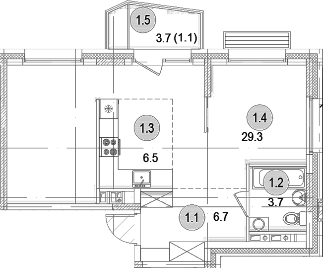 Планировка — Коллекция, 2-комн., 46 м²