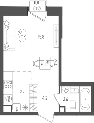 Планировка — Pave, Студия, 29 м²
