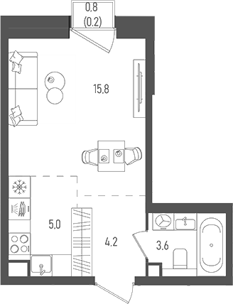 Планировка — Pave, Студия, 29 м²