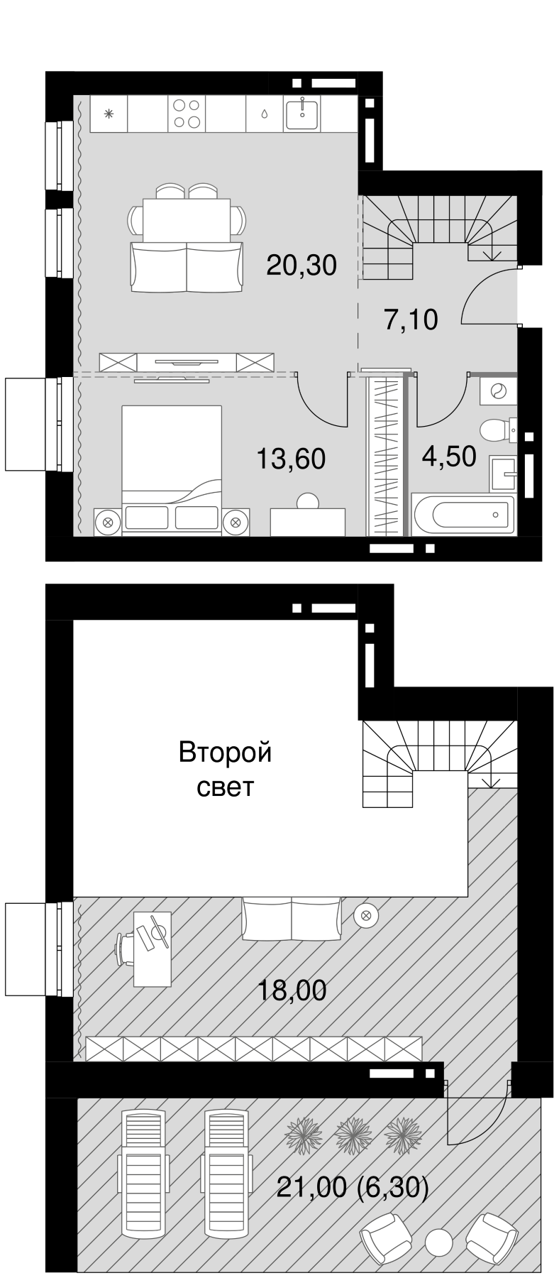 Планировка — Апрелевка Клаб, 2-комн., 64 м²