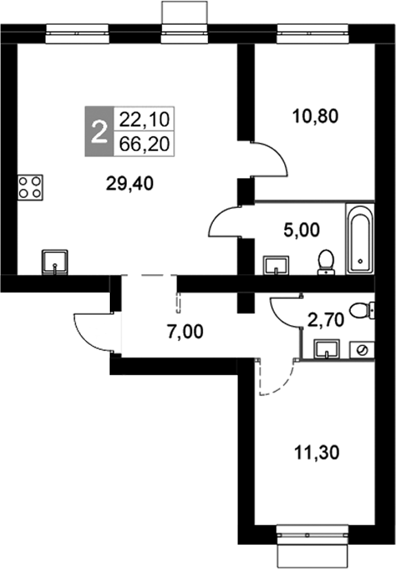 Планировка — Апрелевка Клаб, 3-комн., 66 м²