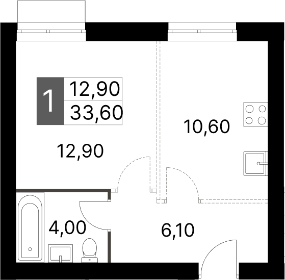 Планировка — Апрелевка Клаб, 1-комн., 34 м²