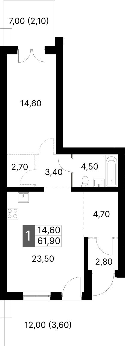 Планировка — Апрелевка Клаб, 2-комн., 56 м²