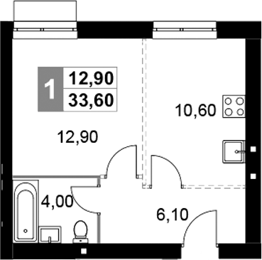 Планировка — Апрелевка Клаб, 1-комн., 34 м²